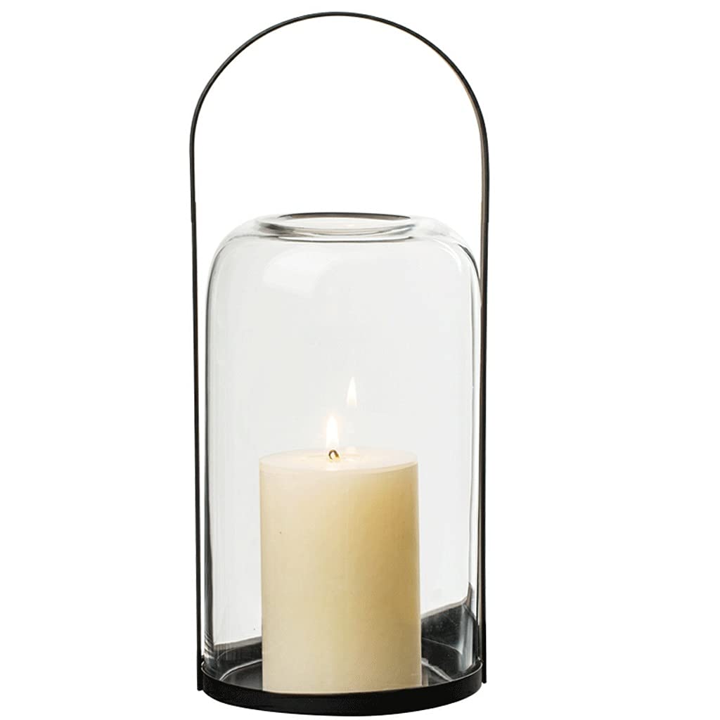 Display Candelabra Wrought Iron Glass Candlestick Ornaments Handle Dining Table Candlelight Dinner Props Romantic Home Accessories Send Candles Decoration Candle Holders (Size : Medium)