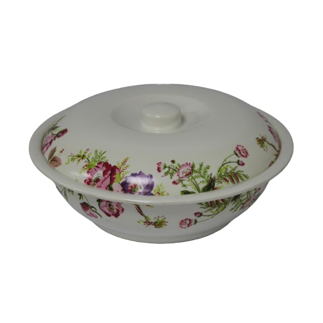 Melamine Bowl With Lid 9" (R-3171-293) 23x23X6 Cm White With Print