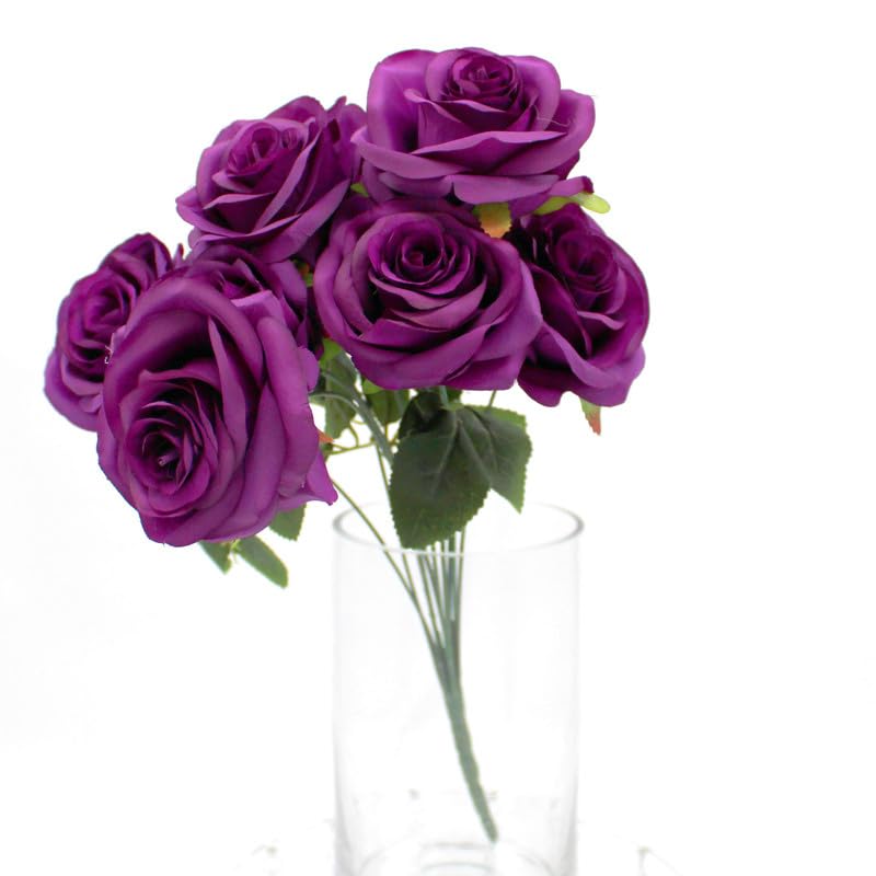 Artificial Rose Flowers with Stems for Bridal Wedding Decoration Study | Home & Garden | Home Decor | Floral Décor - F032-DARK PURPLE