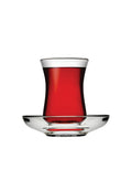 Turkish Tea Glass & Saucer Set - Pasabahce Design - Set of 6, 120 ml - Dishwasher-Safe Turkish Tea Glasses