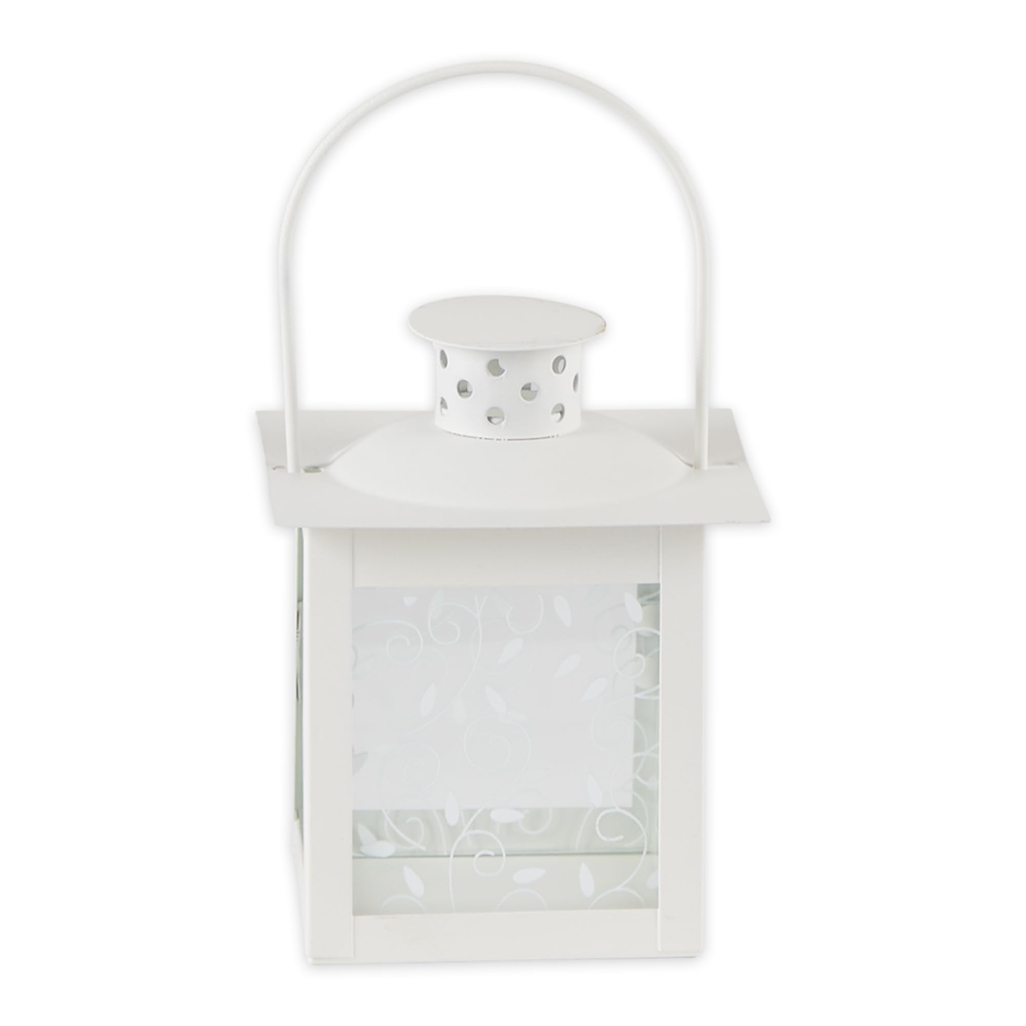 Gifts & Decor Small White Lantern Ivory Glass Candleholder