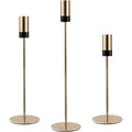 Metal Candlestick Holder, Set of 3 Candle Holders for Taper Candles, Candle Stick Holders Set for Home Decor, Wedding, Dinning, Party Decor, Fits 3/4 inch Thick Candle&Led Candles (Gold)