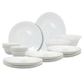 Melrich 27 Piece Opalware Dinner Set: 6 Dinner Plates, 6 Dessert Plates, 6 Soup Plates, 6 Soup Bowls, 1 Serving Plate, 1 Serving Bowl, 1 Medium Bowl - Dishwasher and Microwave Safe