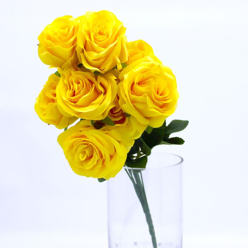 Artificial Rose Flowers with Stems for Bridal Wedding Decoration Study | Home & Garden | Home Decor | Floral Décor - F032-YELLOW