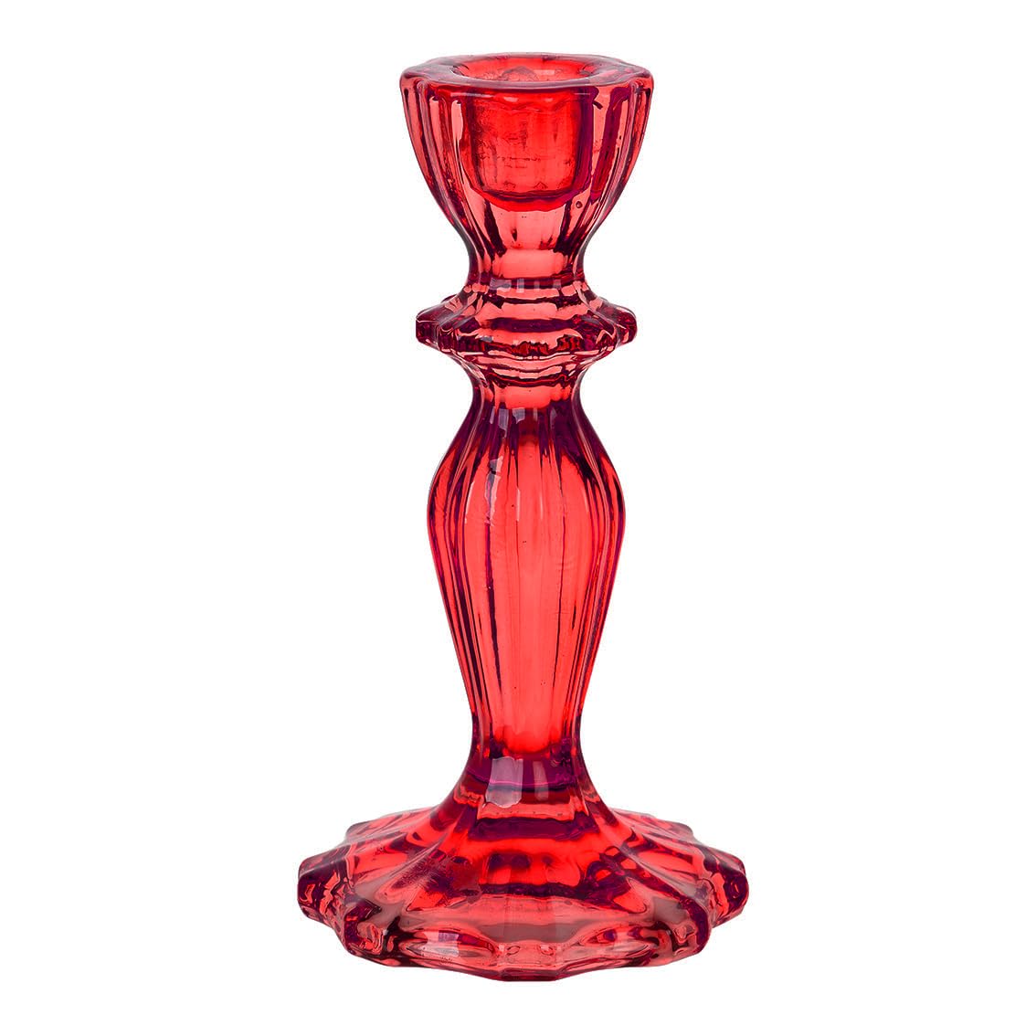 Talking Tables Red Glass Candlestick Holder | Decorative Taper Candle Stand for Indoor or Outdoor, Elegant Christmas Table Decorations or Home Décor, Dinner Party, Birthday, Wedding Large