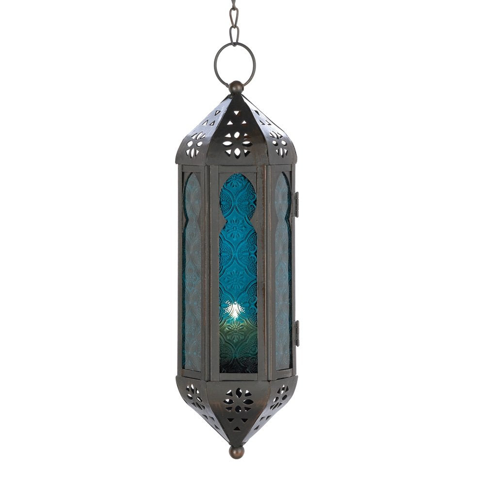 Ocean Blue Glass Azul Serenity Hanging Candle Lantern