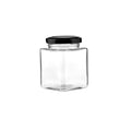 Hotpack Clear Square Glass Jar with Black Metal Lid | Airtight Storage Container for Spices, Herbs, Dry Foods & Kitchen Organization (1, Black lid, 100 ml)