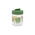 Herevin 200ml Glass Decorated Spice Jar with Airtight PP Green Lid - Botanic Design, SCT Glass Container for Kitchen Storage of Spices, Herbs, and Seasonings