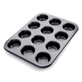 Showay Non-Stick Carbon Steel Muffin Pans - Pair Of Cupcake Cookie Sheet Pan Style For Baking, Muffin Pans W/ 12 Cups Cupcake Baking Tray (Black)