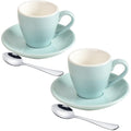 Porcelain Espresso Cup with Saucer And Stainless Steel mini Spoons, Espresso shot Cup, 80ml/2.7Oz, Pack of 2, Blue
