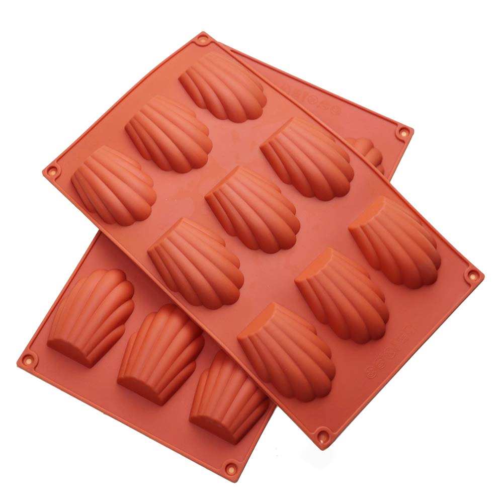 Madeleine Silicone Baking Mold, for Baking, Chocolate Making, Candy, Handmade Soaps, Set of 2 (9-Cavity)