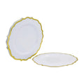 Sunny Premium Disposable Plastic Plates Gold Floral Design - 10 Pack Heavy Duty Fancy Party Plates for Birthday, Wedding, Baby Shower & Anniversary Tableware, Elegant Decorative Dinnerware Set