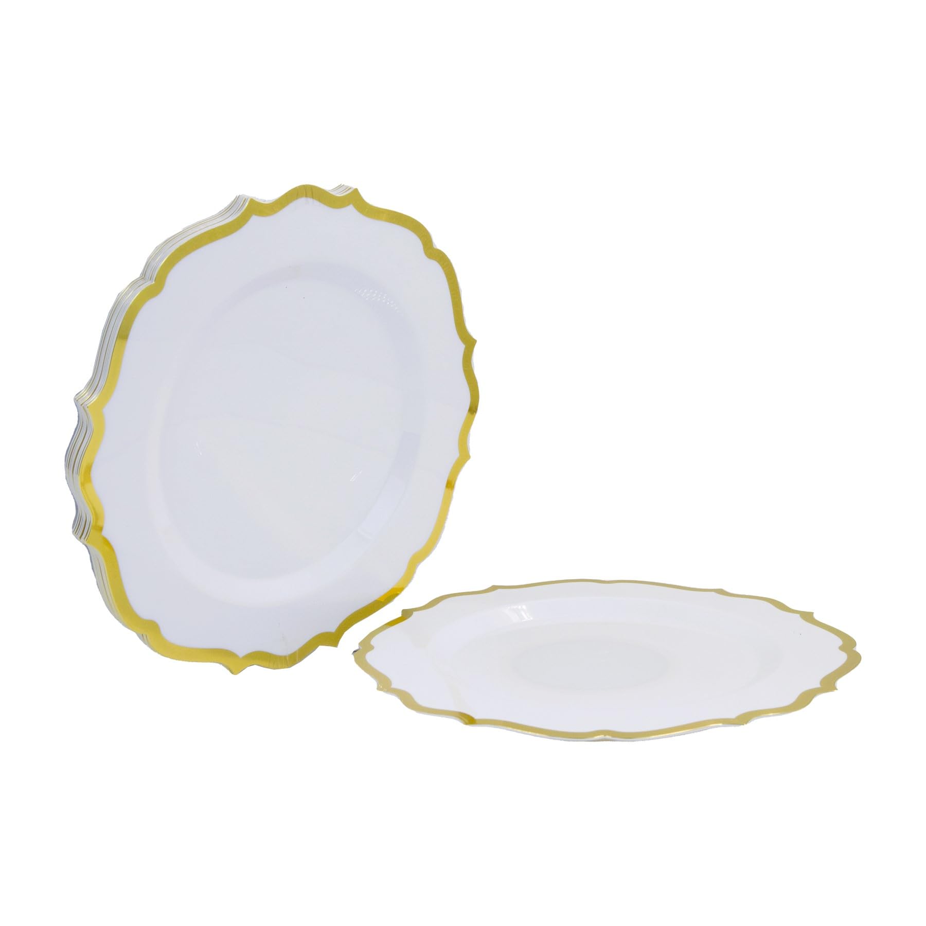 Sunny Premium Disposable Plastic Plates Gold Floral Design - 10 Pack Heavy Duty Fancy Party Plates for Birthday, Wedding, Baby Shower & Anniversary Tableware, Elegant Decorative Dinnerware Set
