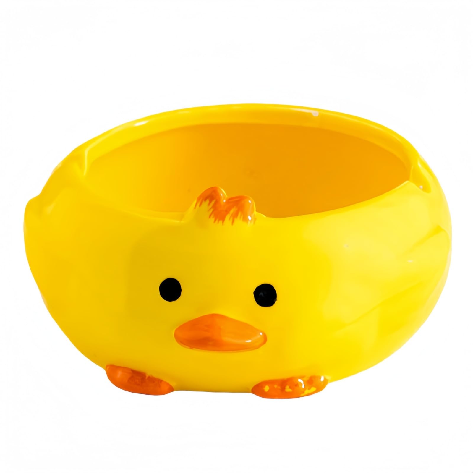 Ceramic Duck Ashtray - Cute Cartoon Figure with 2 Cavities, Decoration & Storage for Living Room, Office, Balcony - Gift for Friends (2 Sizes: 5/6 cm, Yellow/White) (Yellow, Small Size (5 cm)