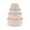 Royalford 5pcs Plastic Storage Box Set RF12181 Food Storage Round Containers Smart Lock Lid Airtight Odour Free Dishwasher & Freezer Safe