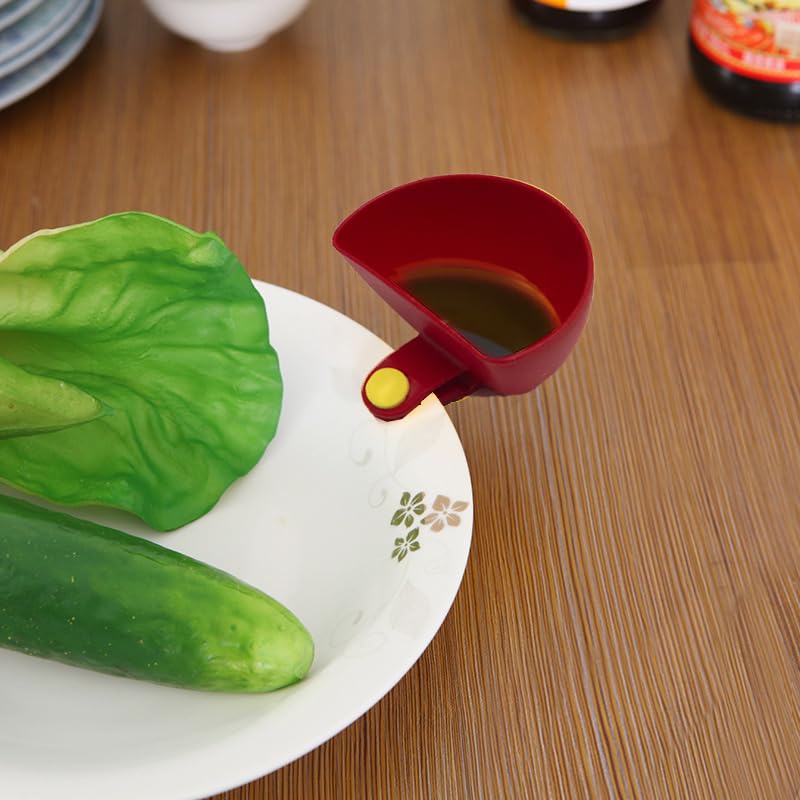 1PCS Reusable Dip Clip,An Sauce Holder for Ketchup and Dipping Sauces,Red