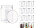 FUFU 12-Pack 8 Oz/250ml Clear Plastic Jars with Lids - Durable, Reusable Storage Containers for Kitchen, Cosmetics, Food Seasonings (Clear Lid)