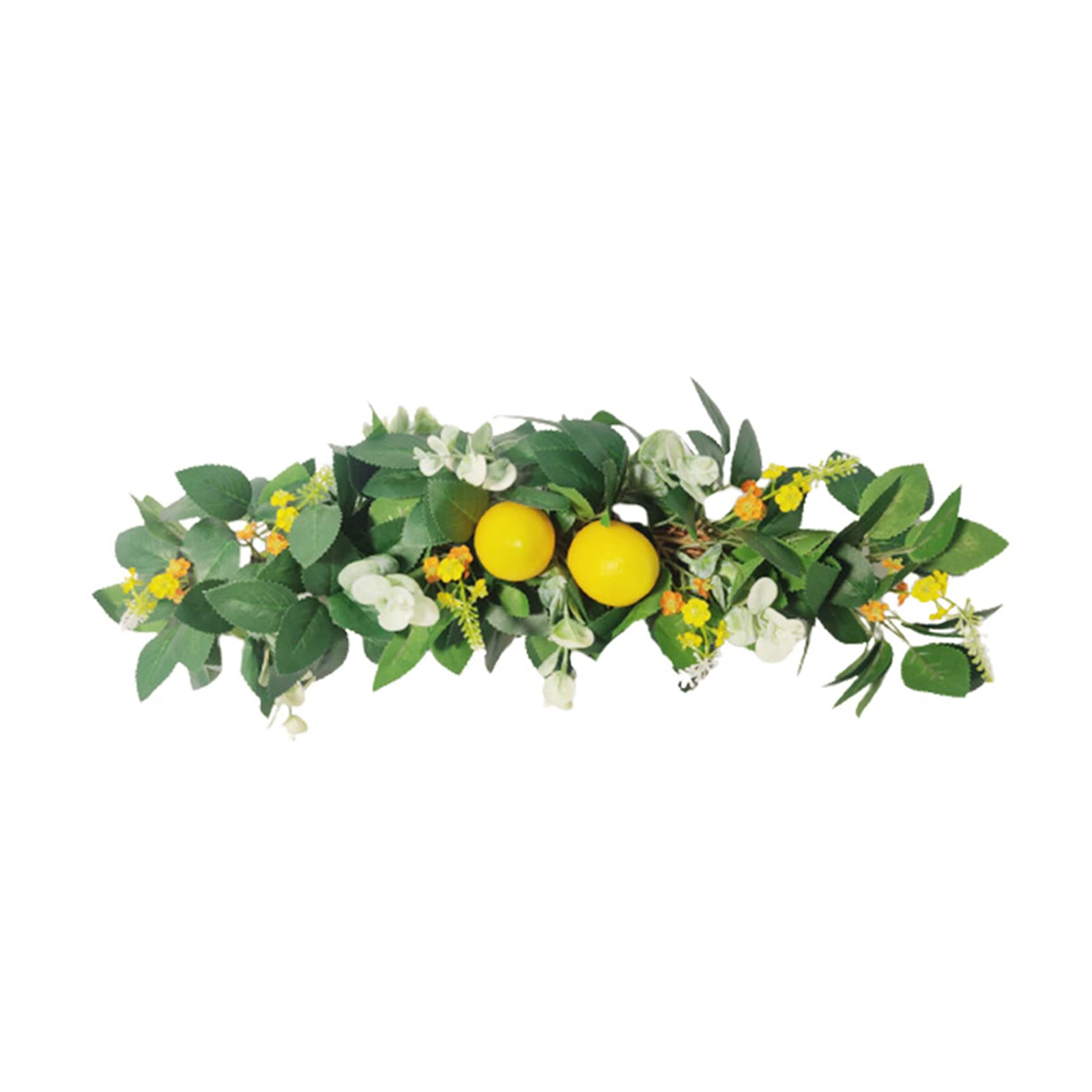 19.7inch Artificial Lemon Swag, Faux Floral Swag Garland with Yellow Lemon and Green Leaves Simulation Lemon Hanging Ornament for Wedding Arch Table Runner Front Door Decor