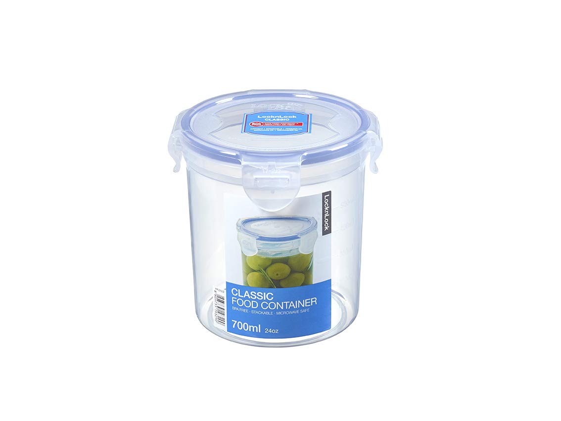 Locknlock Hpl932D Food Container, Clear/Blue, 700 Ml, Round, Plastic