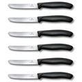 Victorinox Swiss Classic Tomato Knife, Set of 6, Sharp Blade, Wavy Edge, 11 cm, Stainless Steel, Black