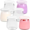 100ml Glass Yoghurt Jars with Lids — (Pack of 6) Reusable Round Pudding & Jam Containers for Yogurt, Mousse, Jelly, Honey & Milk — Food-Grade Glass, Airtight, Dishwasher-Safe