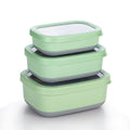 Lille Home Premium Stainless Steel Food Containers/Bento Lunch Box With Anti-Slip Exterior, Set of 3, 470ML, 900ML,1.4L, Leakproof, BPA Free(Green)