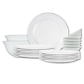 Houzi 20 Pcs Opal ware Dinner set 6 Dinner plate, 6 Dessert plate, 6 Bowls and 2 Serving bowl Dishwasher Microwave Freezer safe BPA Free Heat resistance