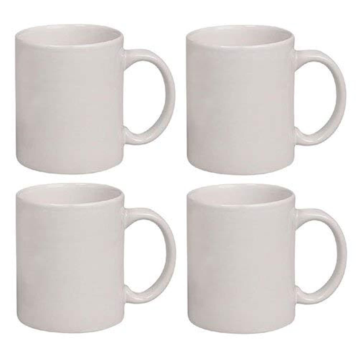 exciting Lives Plain Ceramic Coffee Mugs (White)- Set Of 4