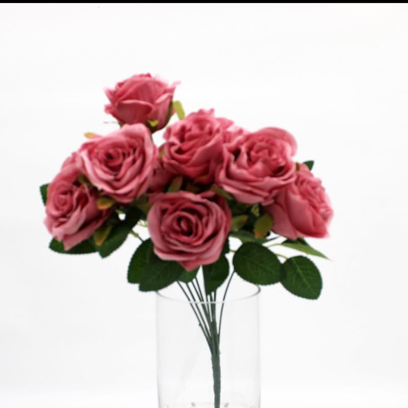 Artificial Rose Flowers with Stems for Bridal Wedding Decoration Study | Home & Garden | Home Decor | Floral Décor - F032-DARK PINK