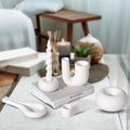 AMERTEER Spiral Candle Holders Set of 7 - Elegant Ceramic Taper Candle Stick Holders for Tall Spiral Candles & LED Candles | Modern Metal Look Table Centerpieces for Wedding, Dining, Party Decor