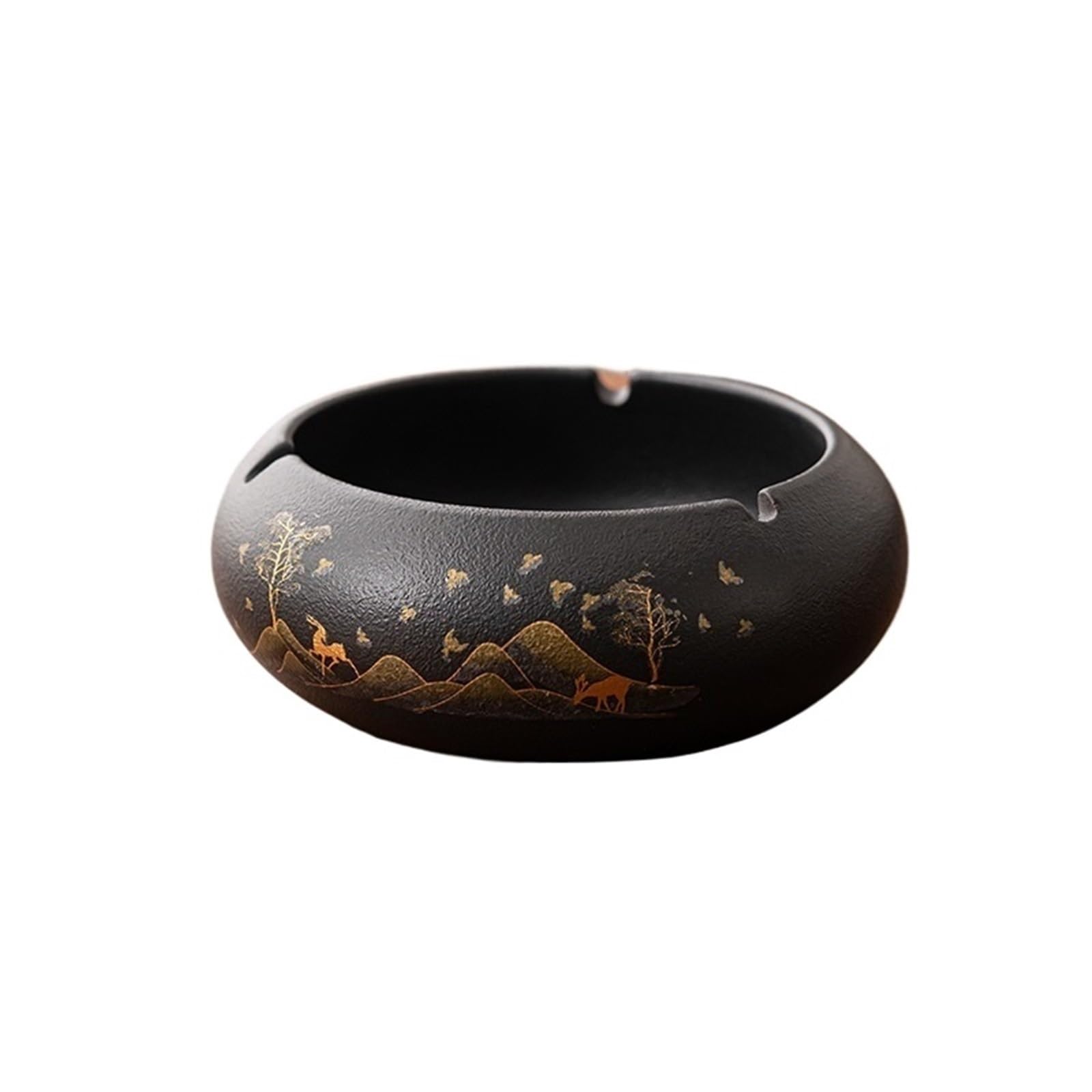 Practical ashtray Ceramic Round Ashtray with Slot for Home Use Windproof Suitable for Office Desktop Decoration(?????)
