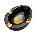 Luxury Ceremic Cigar Ashtray For Outdoor Indoor 3 Cigar Holders Large Ashtray (Black)