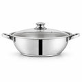 SONEX COOKWARES Mega Wok/Kadai, (5 Ltr) Stainless Steel – Glass Lid with Steam Vent, Durable Handles, Sandwich Bottom for Even Heating, Sleek Modern Design for Efficient and Stylish Cooking (28cm)