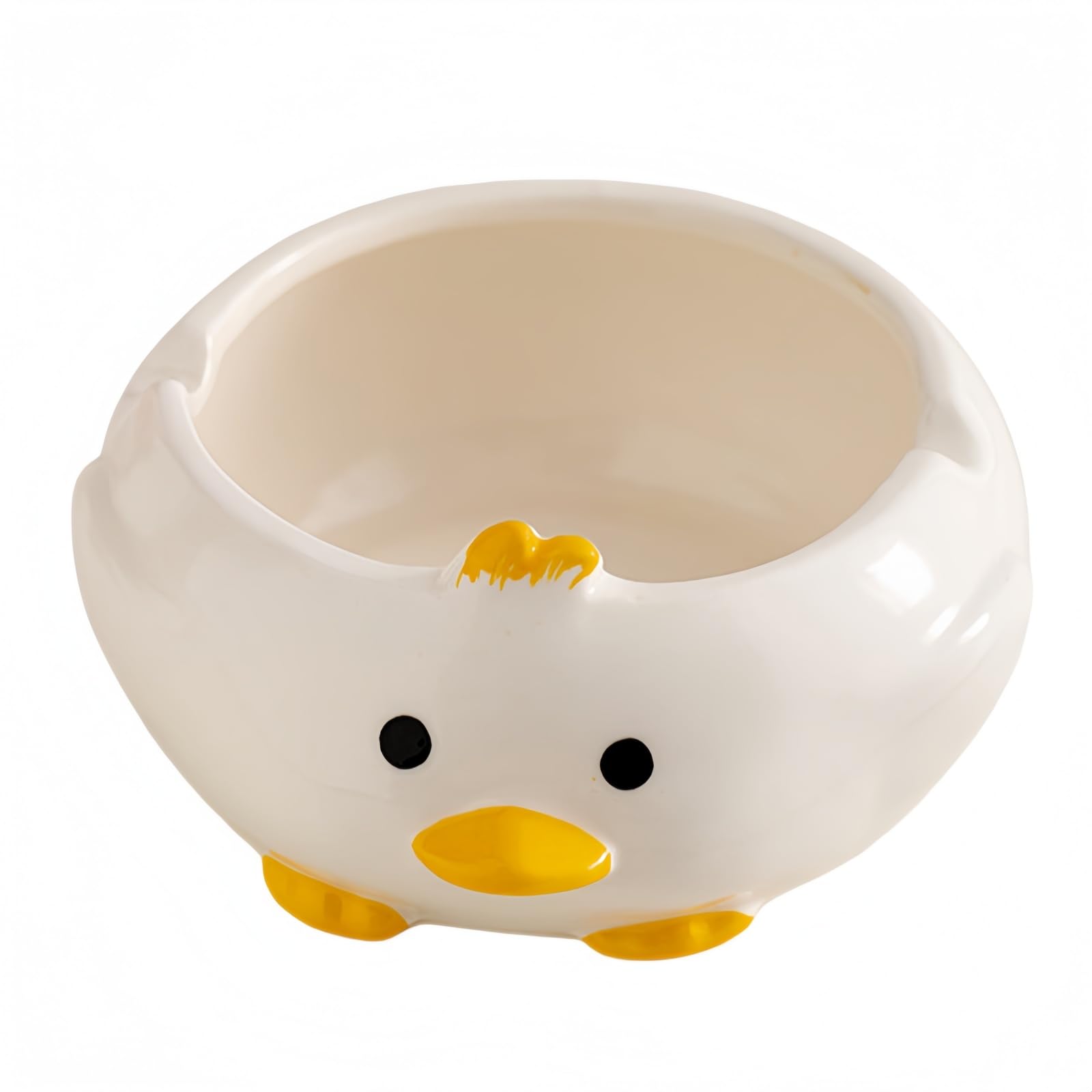Ceramic Duck Ashtray - Cute Cartoon Figure with 2 Cavities, Decoration & Storage for Living Room, Office, Balcony - Gift for Friends (2 Sizes: 5/6 cm, Yellow/White) (White, Small Size (5 cm)