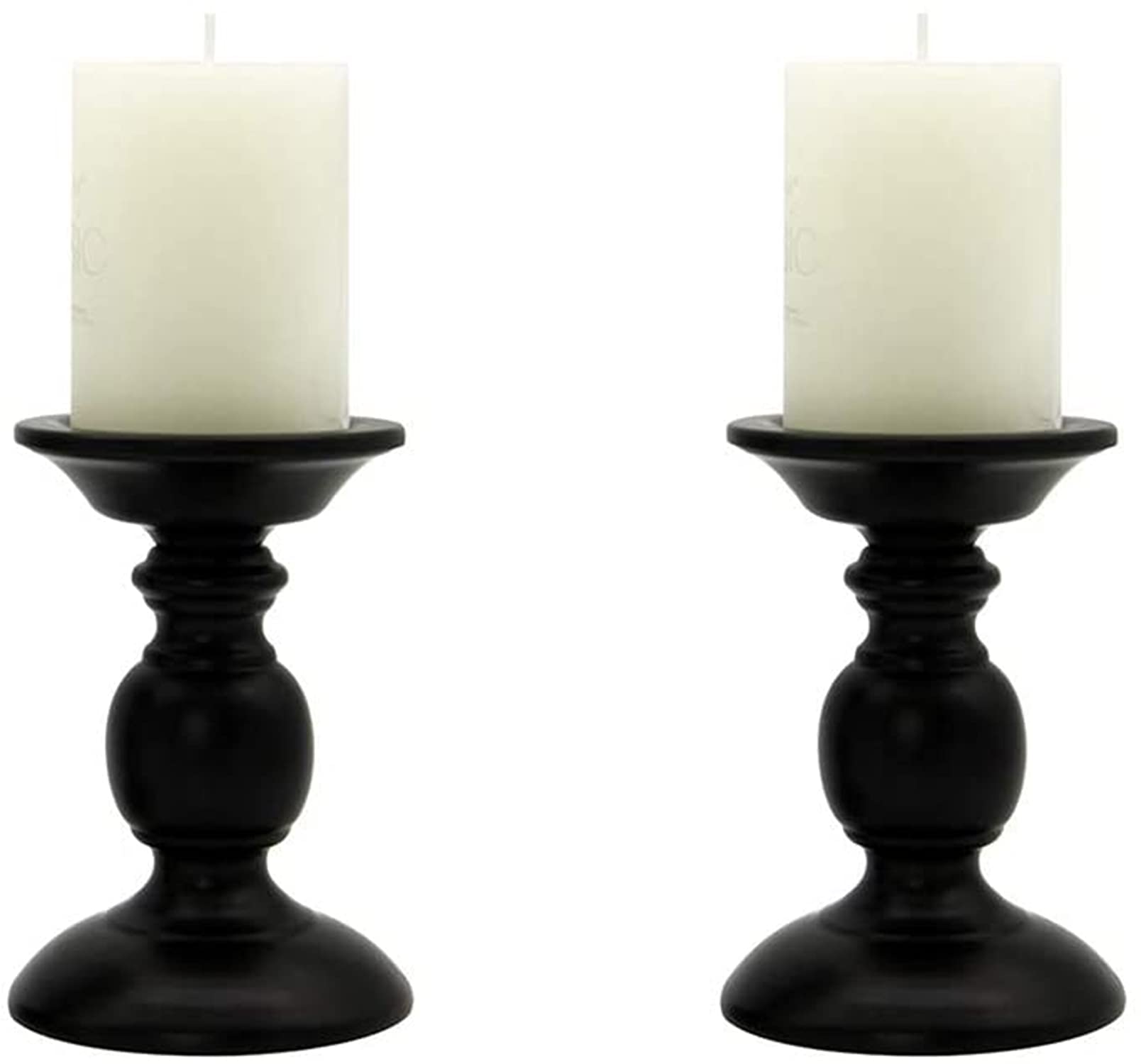 DELFINO Candle Holders, Pillar Candle Holders Centerpieces for Table, Black Retro Metal Candle Holder Candlesticks Decor for Home, Wedding, Holiday Centerpieces (2 Pcs, Does Not Include Candles)