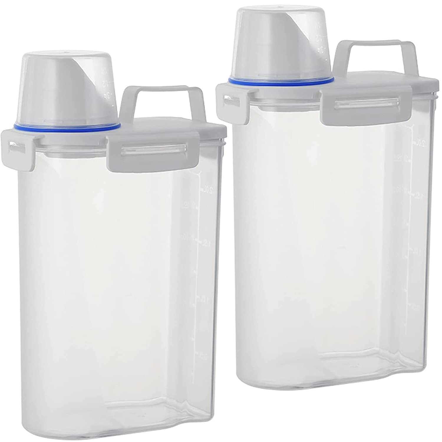 PREMIFY 2Pcs Cereal Containers Set | 2.5L / 2KG Capacity Airtight Food Storage Container | BPA Free Plastic Rice Storage Bin/Dispenser + Measuring Cup & Pour Spout