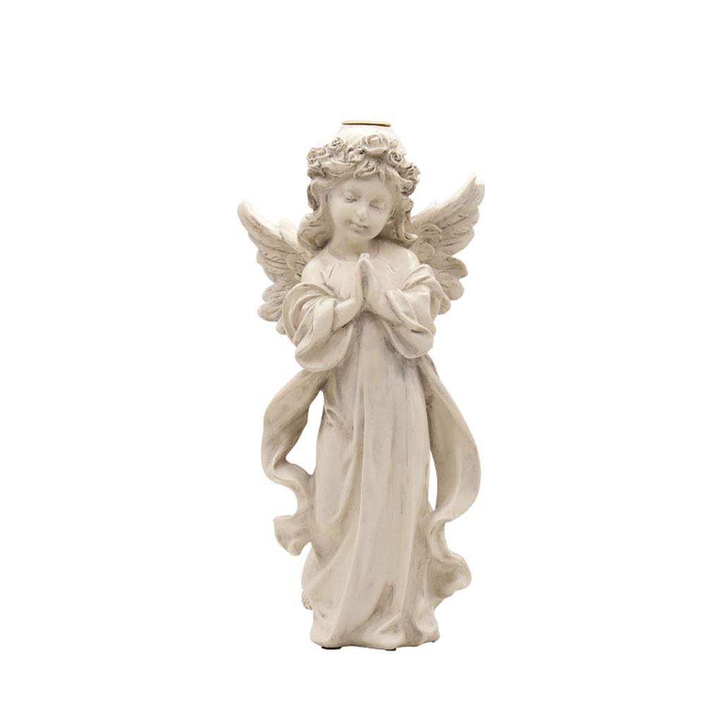 MYBA Candle Holder Candle Stand Nordic Vintage Resin Candlestick Cute Praying Angel Ladys Candle Holder Home Decoration Accessories Home Wedding Decor (Color : A-antique)