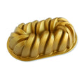 Nordic Ware Braided Loaf Pan, Original Cast Aluminium Bundt Tin, Bundt Cake Tin with Braided Pattern, Cake Mould Made in The USA, Colour: Gold, 6 Cup Capacity