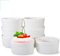 Star Cook 6 OZ Ramekin Bowls 8 PCS Custard Cups For Baking Ramekins 6 Oz Oven Safe,Bakeware Set for Baking and Cooking, Oven Safe Sleek Porcelain White Ramikins for Pudding, Creme Brulee, Custard Cups