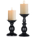 Nuptio Black Candle Holder for Pillar Candles - 2 Pcs Rustic Candle Holders Set Metal Candle Stand Tall Retro Fall Pillar Candleholder for Halloween Easter Farmhouse Fireplace Home Table Centerpiece