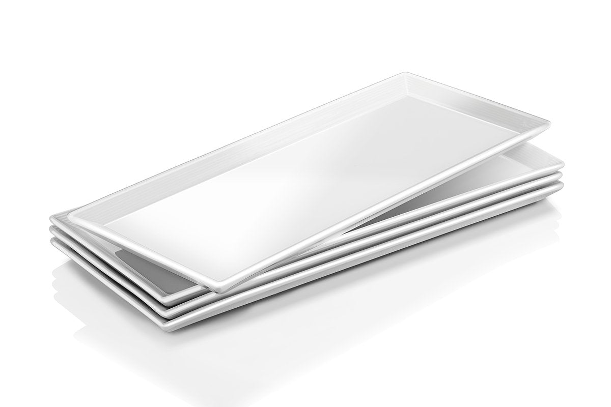 DOWAN 14.5-inch Porcelain Serving Platters/Rectangular Plates - 4 Packs, Natural White â€¦