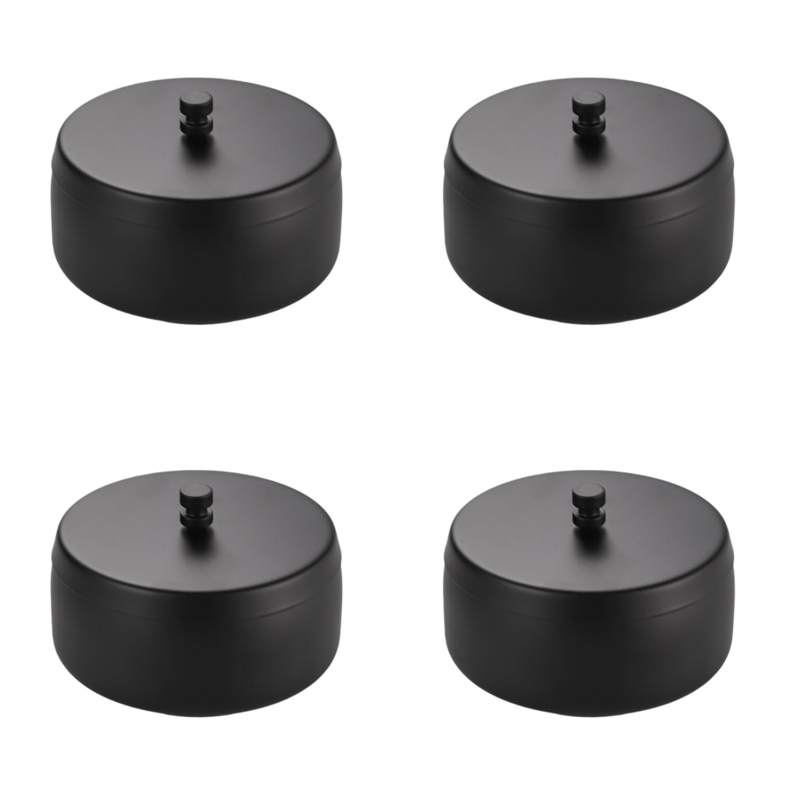 Ashtray with Lid Stainless Steel - Tight Closing Odor Proof - for Home, Office, Restaurant, Hotel - Silver/Gold/Black, Medium/Large, 1/4/6 Pieces (Black M with Lid - 4)
