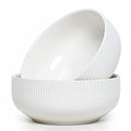 getstar Salad Bowl, 8 inch 60 oz Large Serving 2 Packs Ceramic Bowl Set, Microwave & Freezer Safe, Bowl Set of 2 For Fruit Soup Pasta Popcorn (White)