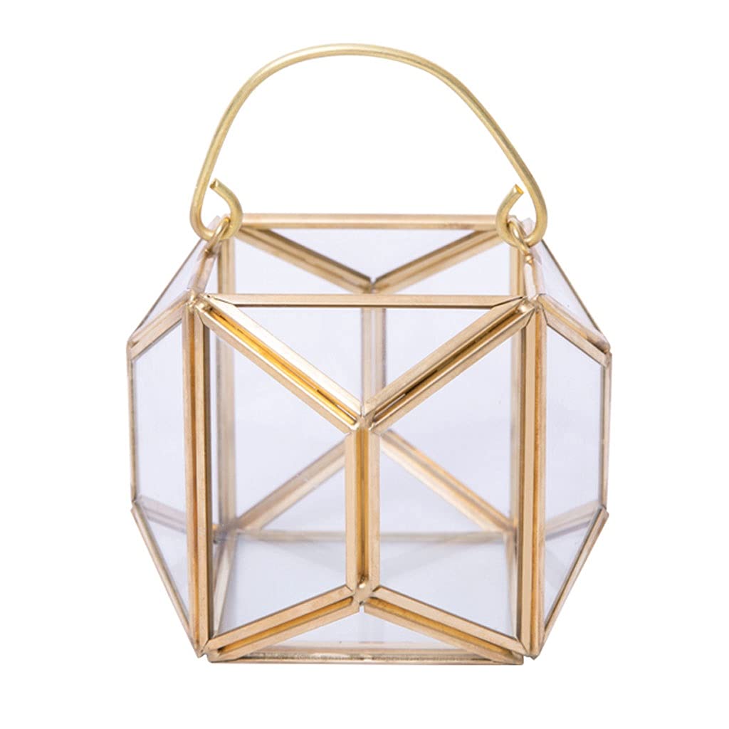 Candle Holders Glass Retro Portable Candle Holder Dining Table Wedding Decoration Home Decoration Candle Holder Flower Storage Container Candle Stand (Size : Medium)