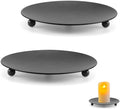 CHAVA Iron Plate Candle Holder, 2pcs Tea Light Candles Holders Candelabras Modern Black Decorative Candle Tray for Wax Pillars Votive Candles Ball Candles Jar Candles, 10cm/4inches