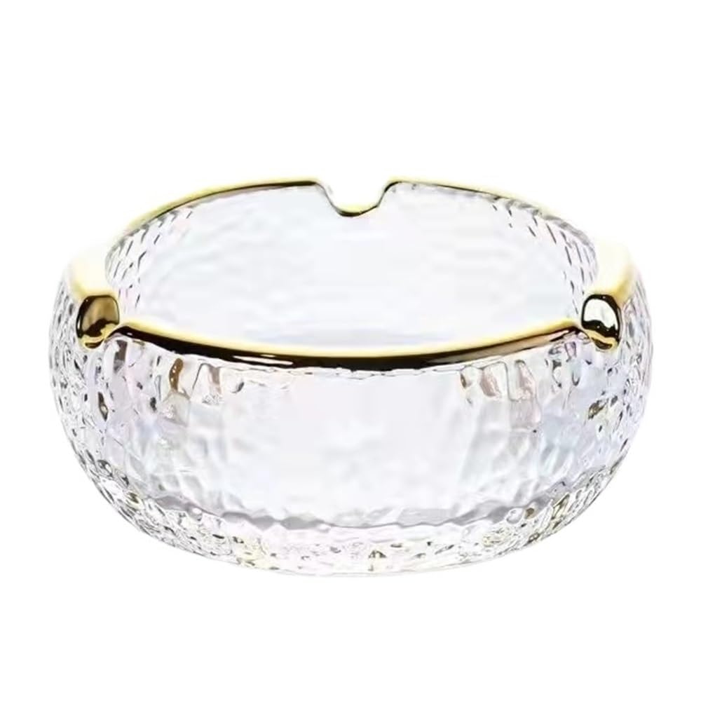 Practical ashtray Ashtray Without Cover, Made Of Glass, for Living Room, Office, Desktop, Gold-rimmed