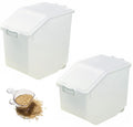 Premify Rice Storage Containers 2pcs Set (10kg & 15kg) - Food Storage Container with Lid, BPA Free Plastic Large Cereal Storage Box, Multifunctional Containers for Kitchen with Measuring Cup