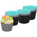 Egg Moulds for Air Fryer, 9 Pcs Silicone Air Fryer Ramekins Egg Tart Mould, Reusable Nonstick Muffin Cases Cups for Baking Microwave Oven, 8x5 cm/3.15x1.97 inch (Blue/Grey/Black)