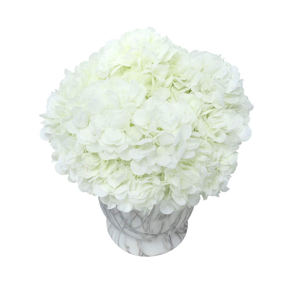 Pack of 5 Artificial Hydrangea Flowers Fake Flowers Branches Spray Artificial Plants Wholesale Silk Flowers for Home Table Vase Centerpiece Festival Ornament Wedding Decor (White)