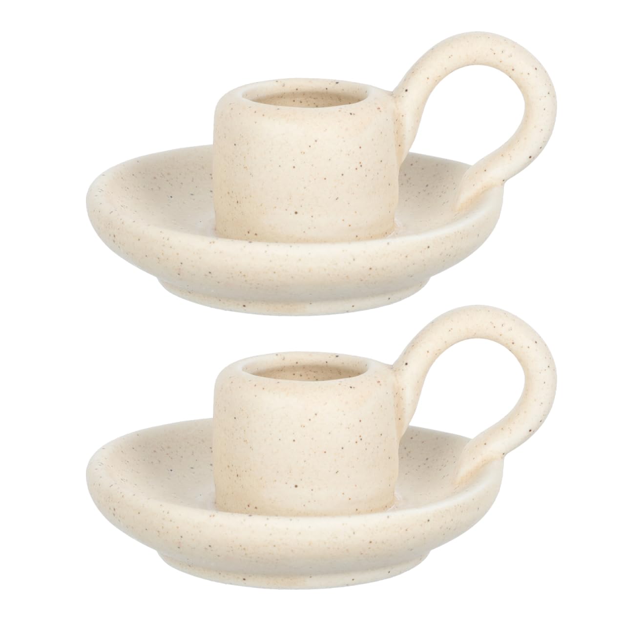 Alipis Nordic Ceramic Candlestick Holder with Handle 3.23 Inch Taper Candle Stand Decorative Candlelight for Home Dining Wedding Banquet